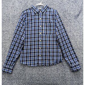 Abercrombie Fitch Muscle Shirt Mens M Button Down Long Sleeve Preppy Plaid Blue